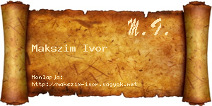 Makszim Ivor névjegykártya